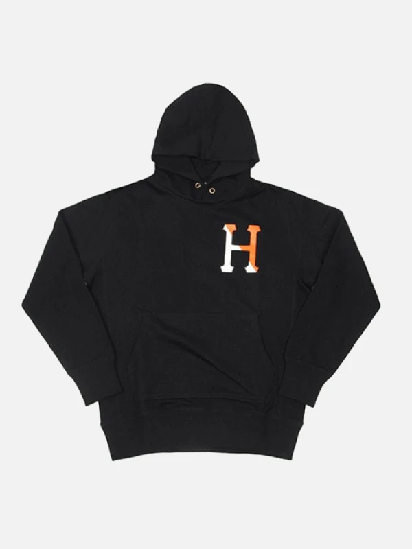 TWO TONED CLASSIC H PULLOVER HOOD-BLK